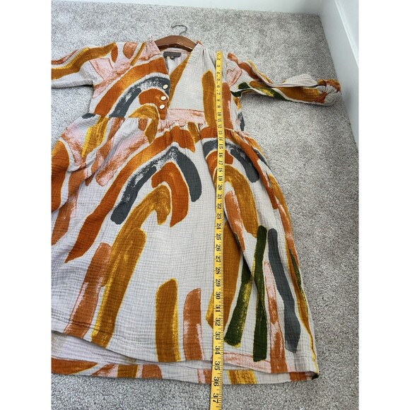 Bel Kazan Muslin Gauze Midi Dress Orange Boho Size XS - Picture 8 of 8